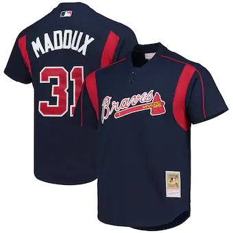 mens mitchell and ness greg maddux navy atlanta braves coop